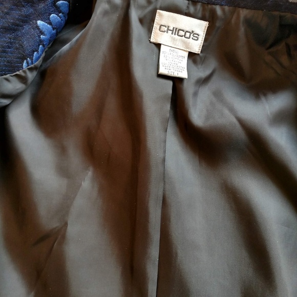 Chico's Beautiful Blue Brocade Jacket - Picture 4 of 7